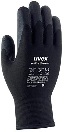 Uvex 60593 11 Unilite Thermo Safety Glove, Size: 11, Black