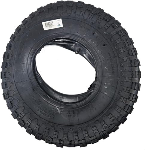 HKB ® Schubkarren-Reifen Plus Schlauch im Set, 6PR, 6 lagiger Mantel 4,00-8 400, Ersatzrad für Schubkarren oder Handwagen Handwagen V9072001, Artikel-Nr 20196
