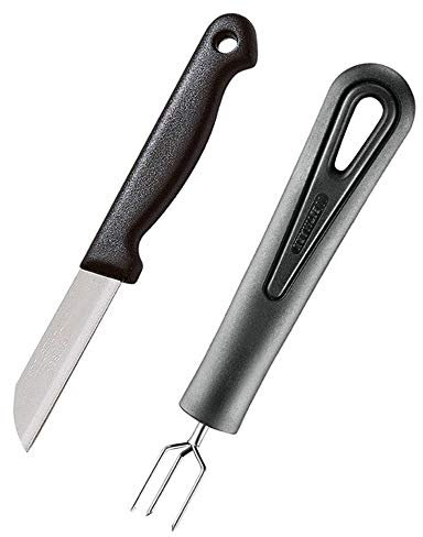 Pellkartoffelgabel-/Messer-Set Kartoffelspieß Schälmesser, 2tlg. Set (Gabel und Messer), Edelstahl/Kunststoff, ca. 15.5 cm, schwarz
