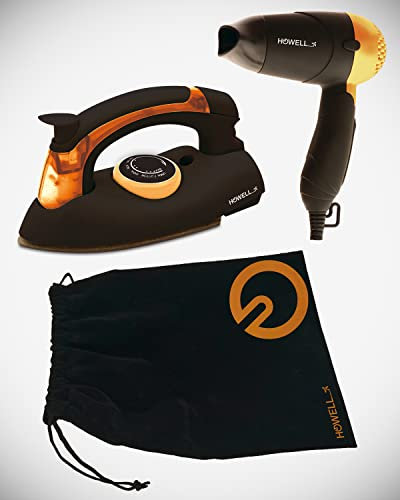 HOWELL Asciugacapelli da viaggio e ferro da stiro portatile kit da viaggio