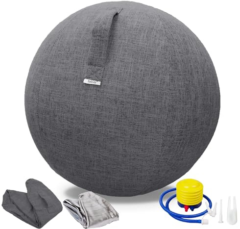TokSay Exercise Ball Chair with Fabric Cover, Standard Size (25inches/65cm), for Home Offices, Balance Training, Yoga Ball