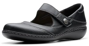 Clarks Ashland Elayne, Zapatos Planos Mary Jane Mujer, Negro caído, 39 EU