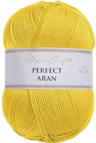 Utopia Crafts Aran Knitting and Crochet Yarn, 400g (Yellow)