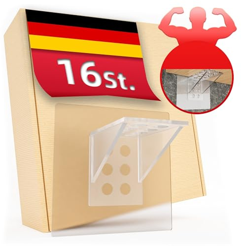 DEKAZIA® 16er Regalbodenträger selbstklebend, Regalhalterung ohne Bohren