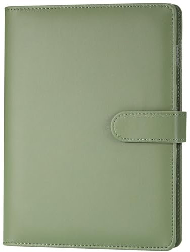 JIANTA A5 Binder 6 Loch A5 Ringbuch aus Kunstleder Budget A5 Binder Ringbuch Nachfüllbar mit Innertaschen Budget Binder A5 Notebook Binder Grün Dunkelgrün(ohne Innenpapier)