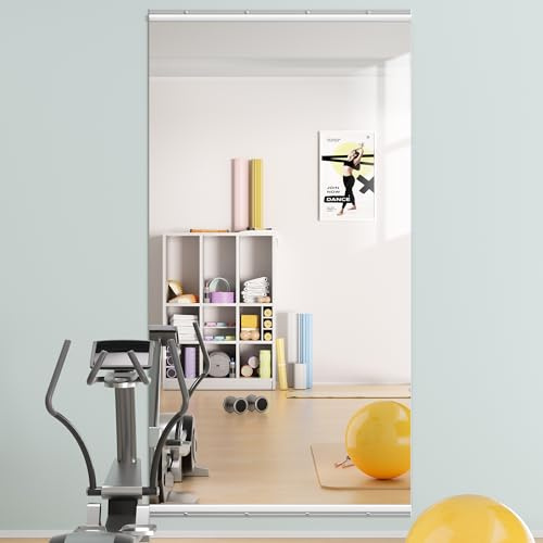 Hasipu Home Gym Mirrors 200x90cm -1 PCS Large Full Body Mirror for Yoga, Large Wall Mirror Full Length for Fitness, Garage, Dance Studio, 0.16in Tempered Glass Frameless