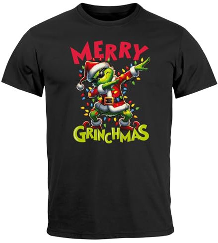 MoonWorks® Herren T-Shirt Weihnachten Weihnachtsshirt Dabbing Grinch Weihnachtsoutfit Männer Lustig schwarz 3XL