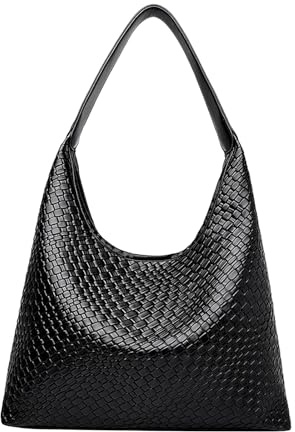 KYSUN Bolsos Tote Cuero PU, Bolso de Hombro Mujer, Bolso Shopper Mujer de Cuero PU, Bolso Trenzado Mujer, Bolso Tote Grande Shopper, Bolso Trenzado para Fiesta Fecha Trabajo Compras (Negro)