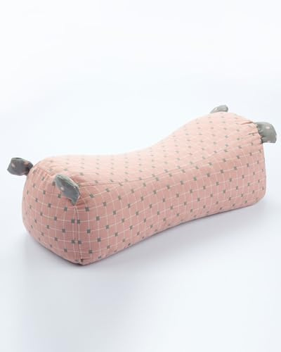 EDMILE Adjustable Buckwheat Neck Pain Relief Pillow, Neck Roll Pillow for Sleeping, Customizable Firmness Round Neck Pillow, Cooling Support for Side and Back Sleepers, Pink 16x6