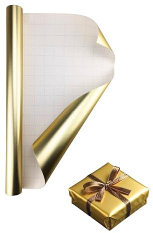 Mattglanz Geschenkpapier,Mattes Geschenkpapier Metallisch Geschenkpapierrolle für Weihnachten, Geburtstage, Ostern und alle festlichen Anlässe (Gold, 43cm*3m)