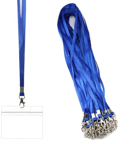Nyckelband med blå nyckelring, 50 st, 45 cm, nylon | Metallsvarvning, för nycklar, för telefoner, för plånböcker, för ID-hållare