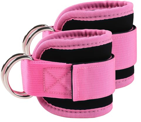 Diffaxy juego de 2 trabillas de enganche para el pie, banda de tobillo ajustable y trabillas de pie con anillos en D para hombres y mujeres, para estiramiento de piernas, entrenamiento de glúteos y