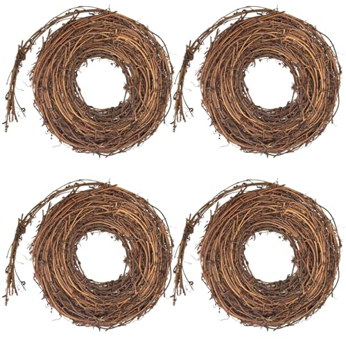 HFYZZ 4 Pcs Grapevine Garland - 15 FT Natural Grape Vine Wreath for Crafts DIY Rattan Twig Garland Hanging Vine Wreath for Wedding Christmas Holiday Door Vase Wall Window Home Decor (Total 60FT)