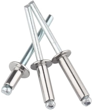 Rivetti ciechi M3,2×7mm 100 pezzi, chiodi a testa tonda in acciaio inossidabile 304 argentati e mortasa per riparazioni fai da te di mobili e automobili