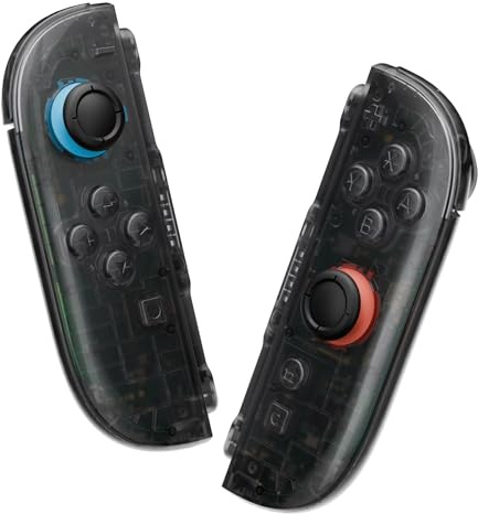eXtremeRate Coque pour Switch 2 Joycon avec Boutons de Remplacement Complet DIY et Outil, Coque Joycon 2 pour Nintendo Switch 2 Accessoires-Noir Transparent
