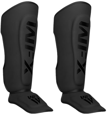 Kids Shin Instep Pads MMA Leg Foot Guards Junior Muay Thai Kick Boxing Boys and Girl Guard Protector (Matte Black)