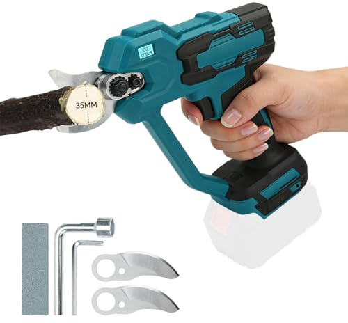 Batteridriven grensax kompatibel med Makita 18 V batteri (inget batteri), 600 W elektrisk trädgårdssax, elektrisk trädsax, batterisax max. Öppningsbredd 35 mm, för trädgårdar fruktträdgårdar