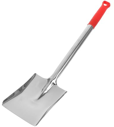 ULTECHNOVO Pelle à Cendres 53 CM en Acier Inoxydable avec Manche Rouge en Caoutchouc Pelle à Charbon de Cheminée pour Poêle à Bois Barbecue et Jardinage Outil Résistant à la Chaleur et