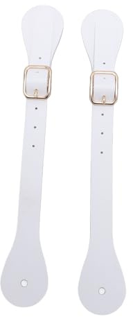 YushiTrading Pair of Synthetic Leather Spur Straps, Adjustable Western Cowboy Spur Holder with Rhinestone Decor, 22cm Long Secure Fit Spur Straps for Equestrian Riding and Rodeo Use (Blanche)