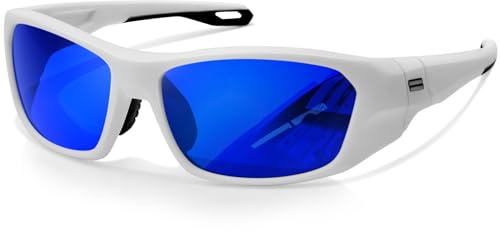 KANASTAL Gafas de Sol Hombre Deportivas Polarizadas Mujer Blanco Azul UV400