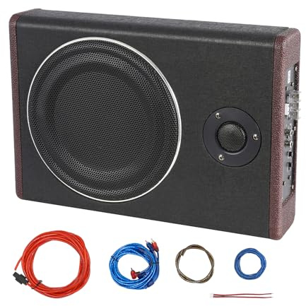 Deinungen Aktiv subwoofer för bil, 200 W – undersäte subwoofer, 8 tum/20,32 cm, bil HiFi undersäte basbox hölje med variabel basboost