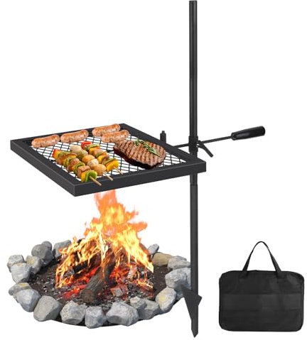 AMUSEBY 360° Swivel Campfire Grill Grate for Fire Pit