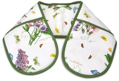 Pimpernel x Botanic Garden Double Oven Glove - Cotton Kitchen Gloves, Comfortable, Blue & White, Machine Washable Kitchen Essential