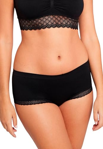 Billet Doux, Shorty, Modèle Zen Dentelle, Confortable et très féminin grâce à sa Maille en Tricotage Circulaire et Son Galon de Dentelle, Noir (Noir Or), 42-44