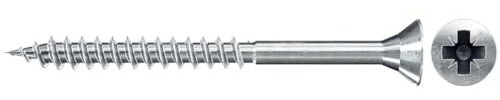 fischer Vite per truciolato 5,0 x 100 mm, testa svasata, zincata blu, filettatura parziale Phillips PZ