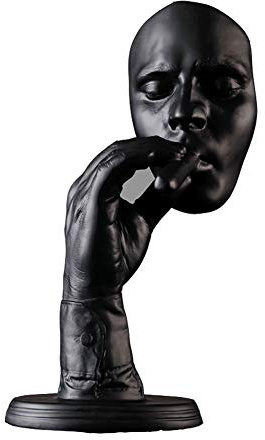 XMGoodday Resin Statues Sculpture Retro Abstract Man Human Face Ornament Character Figurine Artwork Home Decorations-Black Color