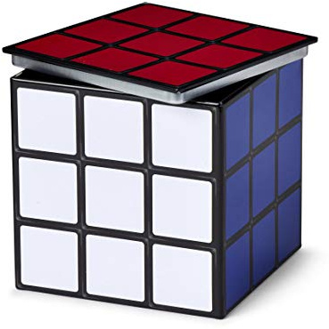 Puzzle Cube Tin Storage Box - 4x4-Inch Novelty Stash Container With Pop Top Lid - Decorative Organizer Holder Cube - Kitchen Bedroom Office Decor - Multi-Colorful Puzzle Replica Collectible Canister