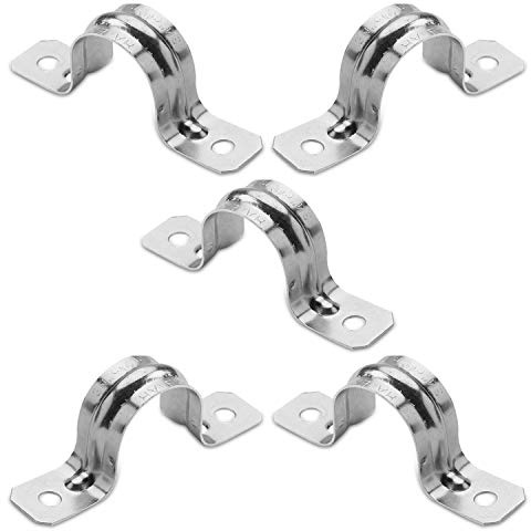 OHLECTRIC Heavy Duty Pipe Strap (5 Pack - 2 Inch) Zinc Plated Steel Conduit Clamps, 2 Hole Steel EMT Pipe Strap U Bracket, Zinc Coated Tension Tube Clip, Metal Pipe Clamp for EMT Conduits