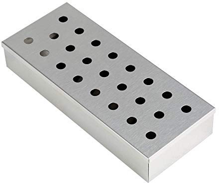 Grill & more Essentials Räucherbox Smokerbox, Edelstahl, für Gas- und Holzkohle-Grills, für Räuchermehl, Chips & -Pellets, 4-eckig, 4,5 x 23,3 x 10 cm