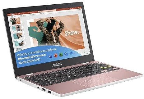 ASUS Vivobook 11 E210MA 11.6 Laptop with Microsoft Office 365 (Intel Celeron N4020, 4GB RAM, 64GB eMMC, Windows 11 S Mode) Ships with 1 Year Microsoft Office Subscription
