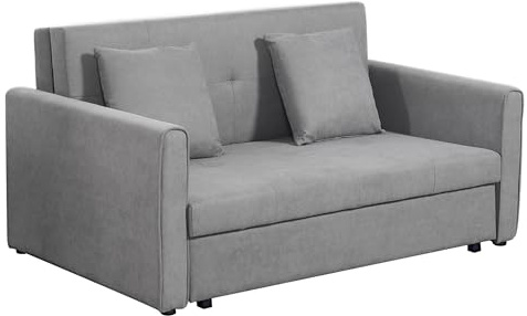 HOMCOM Sofá Cama de 2 Plazas con Almacenamient 152x101x81 cm Gris