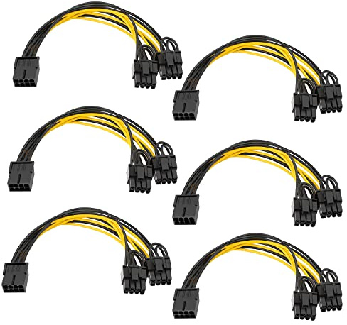 WANGCL PCIe Splitter Grafikkarte Kabel 8 Pin till Dual PCIe 8 Pin (6 + 2) grafikkort PCI Express strömförsörjning GPU VGA mining videokort konverteringskabel (6 st)