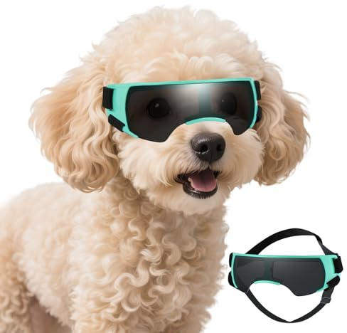Dog Goggles Sunglasses Small to Medium Breed, Anti-Fog UV400 Lens Puppy Sunglasses, Adjustable Lightweight Doggie Goggles for UV, Wind, Snow, Dust Protection, Blue