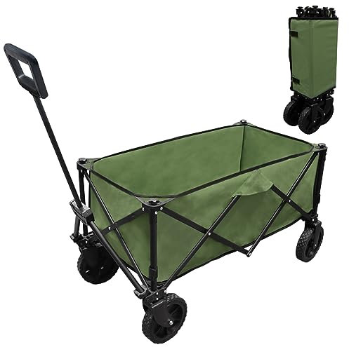 Faltbarer tragbarer bollerwagen mit großer Kapazität, Lebensmitteleinkaufswagen, Garten- / Bauernhoftransportwagen, Grün