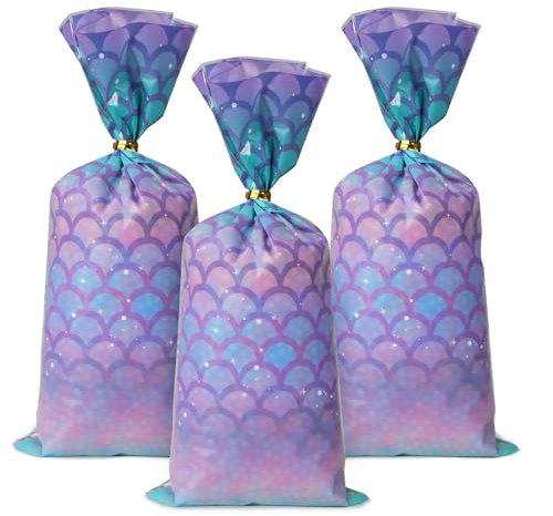 COLOFALLA 30 Stück Geschenktüten Kindergeburtstag Mädchen Meerjungfrau Tüten Kindergeburtstag Party Mitgebsel Mädchen Meerjungfrau Partytüten Kekstüten für Süßigkeiten