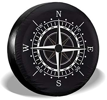 934 Brújula Esfera Solar Negra Cubiertas De Las Ruedas Weatherproof Funda Rueda Repuesto Antipolvo Neumático Repuesto Cubierta Universal para Remolques Camión Todoterreno 17Inch