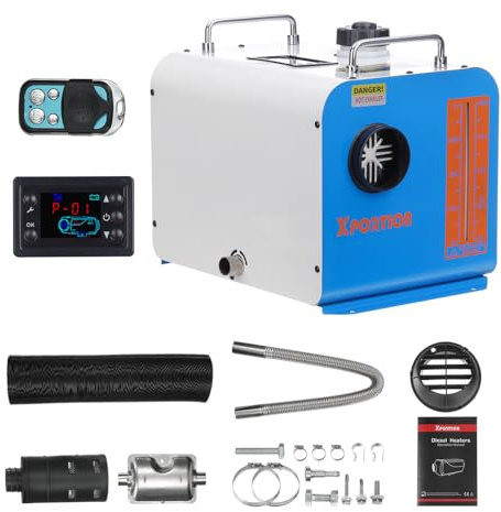 Dieselheizung 8.3KW, tragbare blaue Diesel-Luftheizung 12V/24, All-in-One-Dieselheizung mit Fernbedienung und LCD-Panel-Steuerung für Autos, Lastwagen, Wohnmobile und den Innenbereich