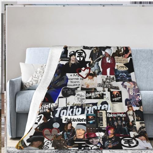 QapLWczK Coperta ultra morbida Tokio Music Hotel flanella leggera calda coperta per soggiorno/camera da letto 203,2 x 152,4 cm