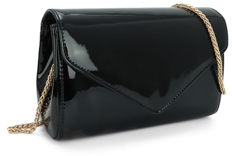 EVEOUT Bolso de Cuero Charolado para Mujer - Cadena para Fiesta Noche Boda - Bolsos Bandolera para Cotidiana