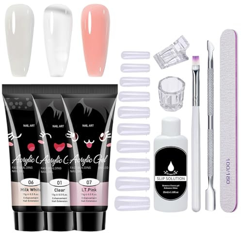 Kit Poly-Gel - Kit Polys Nail Gel - di ricostruzione unghie con P3 Colors Gels Polis | Set completo per nail art a casa, kit completo per unghie in gel Poly per manicure di San , stru