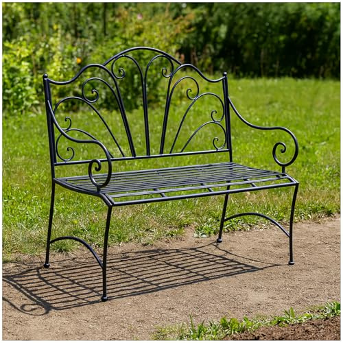 HTI living Gartenbank aus Metall romantische Sitzbank für Terrasse und Garten Sitzbank Metall nostalgisch