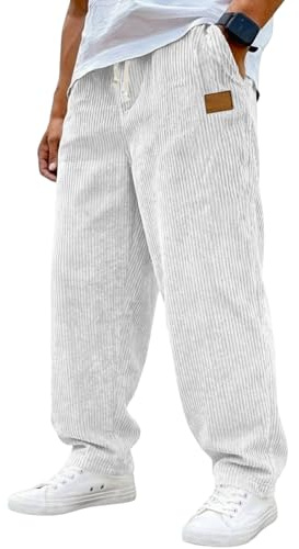Cordhose Herren Baggy Lang Jogginghose Lässige Lockere Sporthose mit Kordelzug Geradem Bein Freizeithose Leichte Vintage-Cord Stoffhose Outdoor Hosen Männer