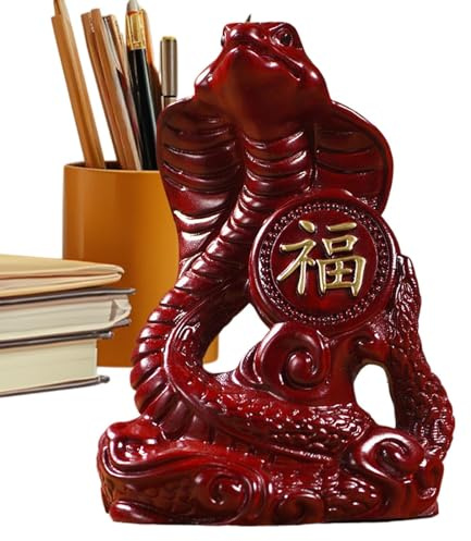 Generisch Statua di serpente in legno Capodanno cinese 2025 | Piccolo serpente cinese in legno| Figura a barre intagliata in legno - piccola decorazione da tavolo, figure animali per tavolo, libreria