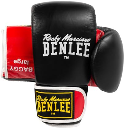 Ben Lee Rocky Marciano Unisex - Adult BAGGY Leather Bag Mitts, Black/Red, M