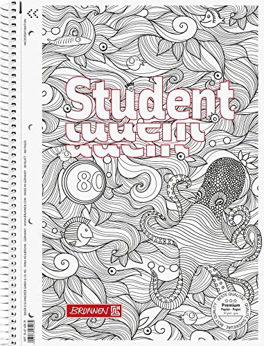BRUNNEN Collegeblock Premium Student „Krake“ ZENart | A4, Lineatur 28, 80 Blatt, weiß