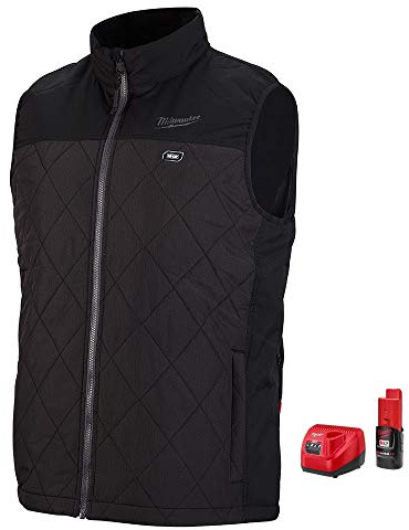 MILWAUKEE'S Tool Men's X-Large M12 12-Volt Lithium-Ion Cordless AXIS Black Heated Quilted Vest Kit w/ 2.0Ah Battery 303B-21XL